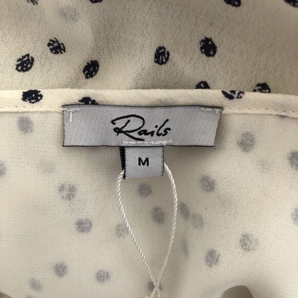 Rails NWT Frida Ivory Speckled Dot Drawstring Waist Flowy Ruffle Hem Midi Dress - Picture 9 of 16